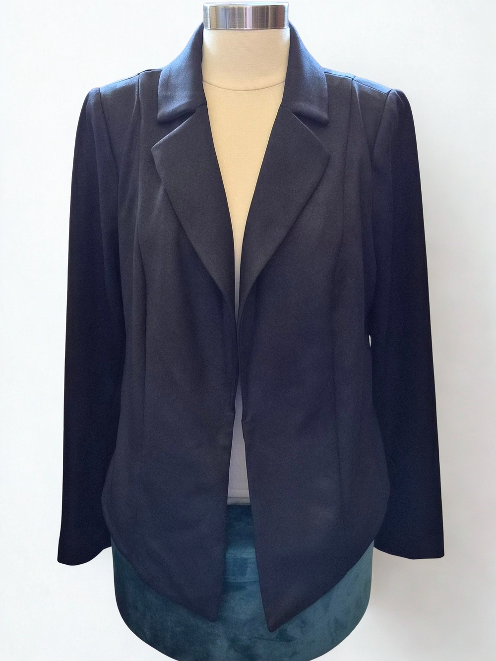 Lane Bryant Black Open-Front Blazer with Notch Lapel